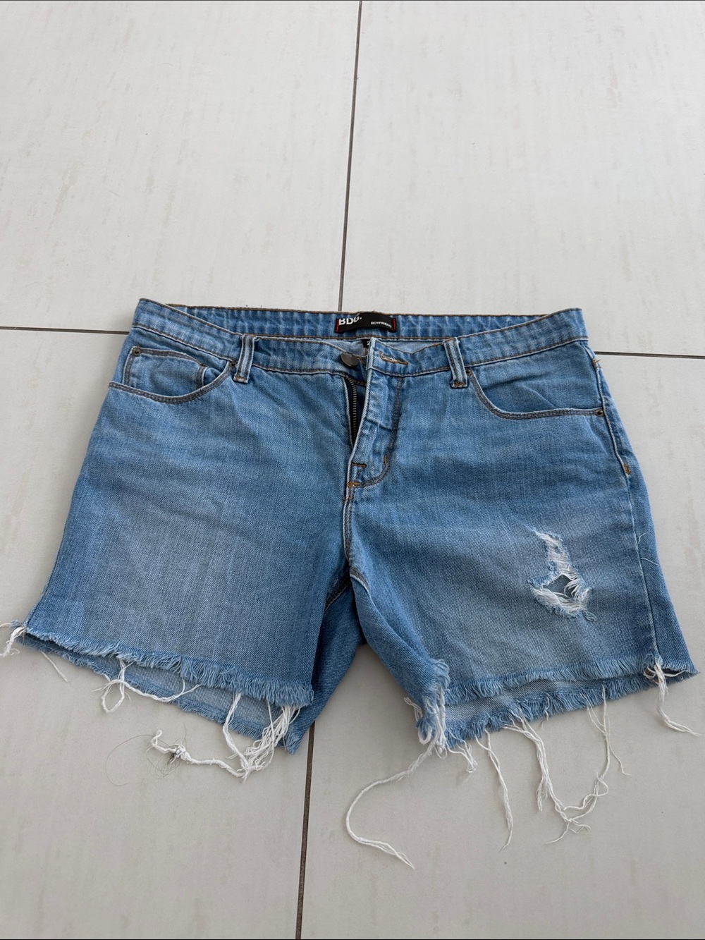 BDG Light Blue Distressed Denim Cutoff Shorts